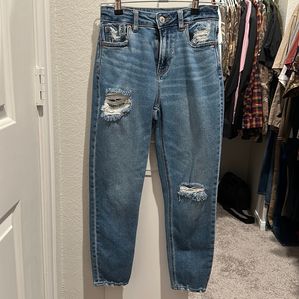 American Eagle Stretchy Distressed Mom Jean.